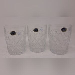 NEW Bohemia Czech Crystal Vintage Tumbler Glasses Drinks Barware 11 OZ 3 Glasses